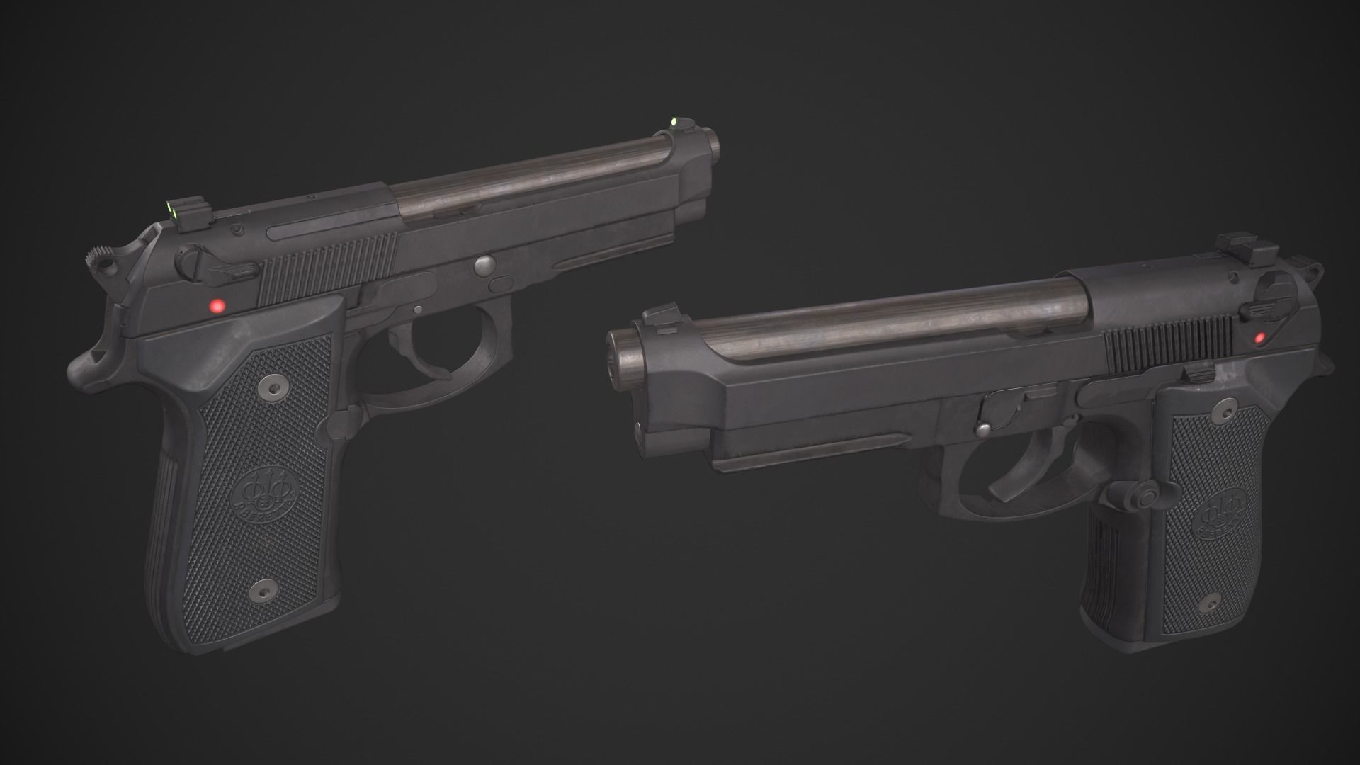 Beretta M9A1 Low-poly 3D model_9