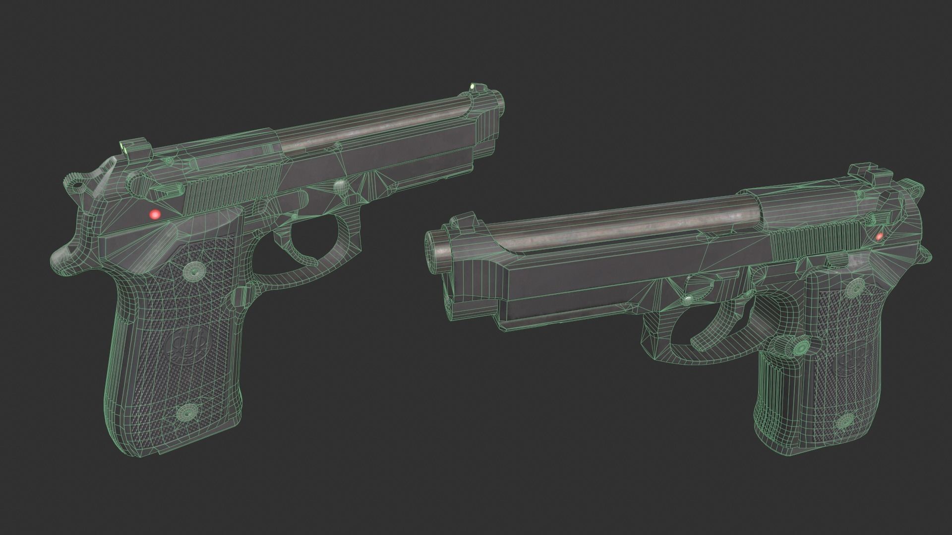 Beretta M9A1 Low-poly 3D model_10