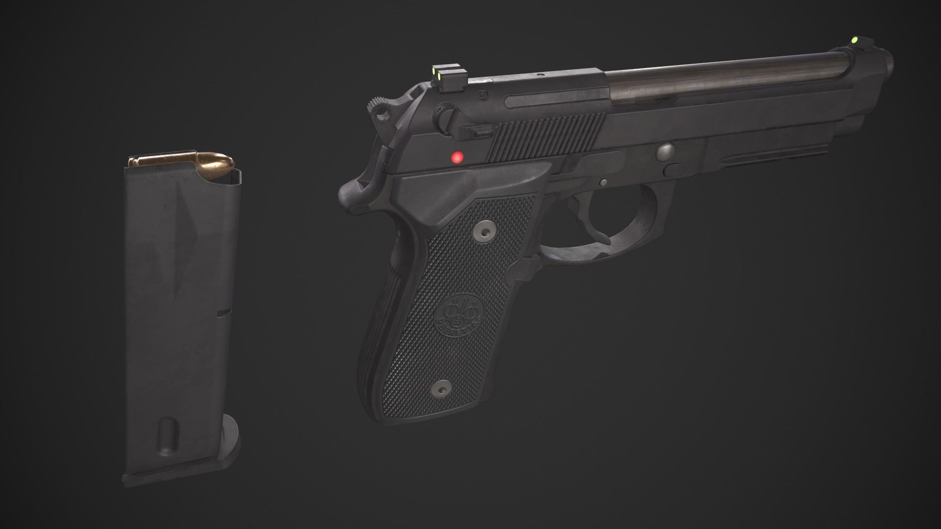 Beretta M9A1 Low-poly 3D model_7