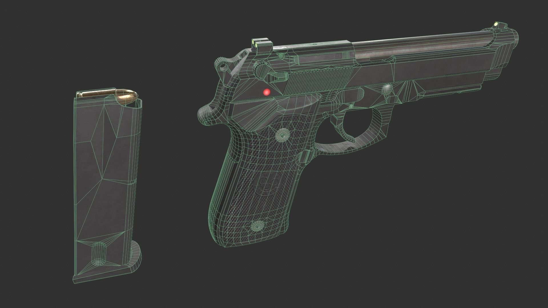 Beretta M9A1 Low-poly 3D model_8