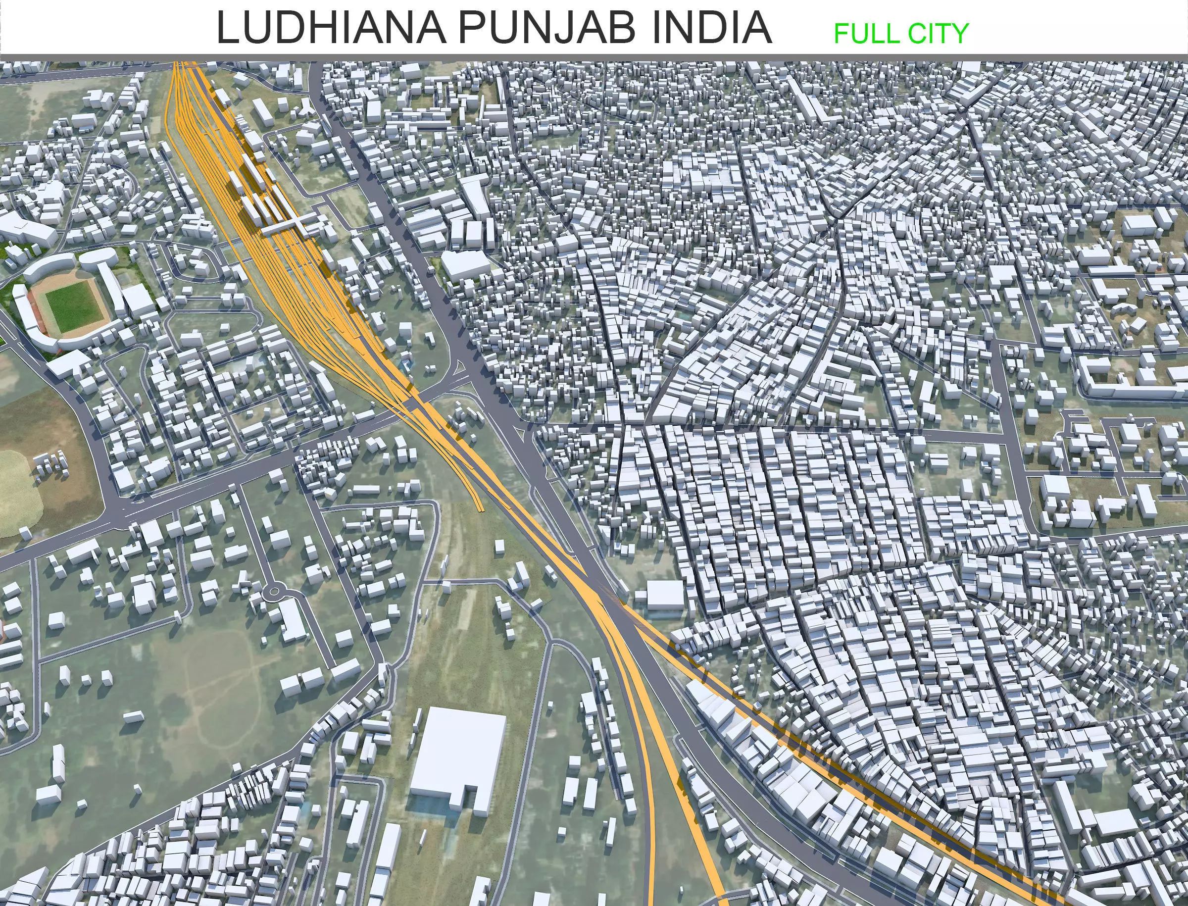 Ludhiana Punjab India 35km AI Low-poly 3D model