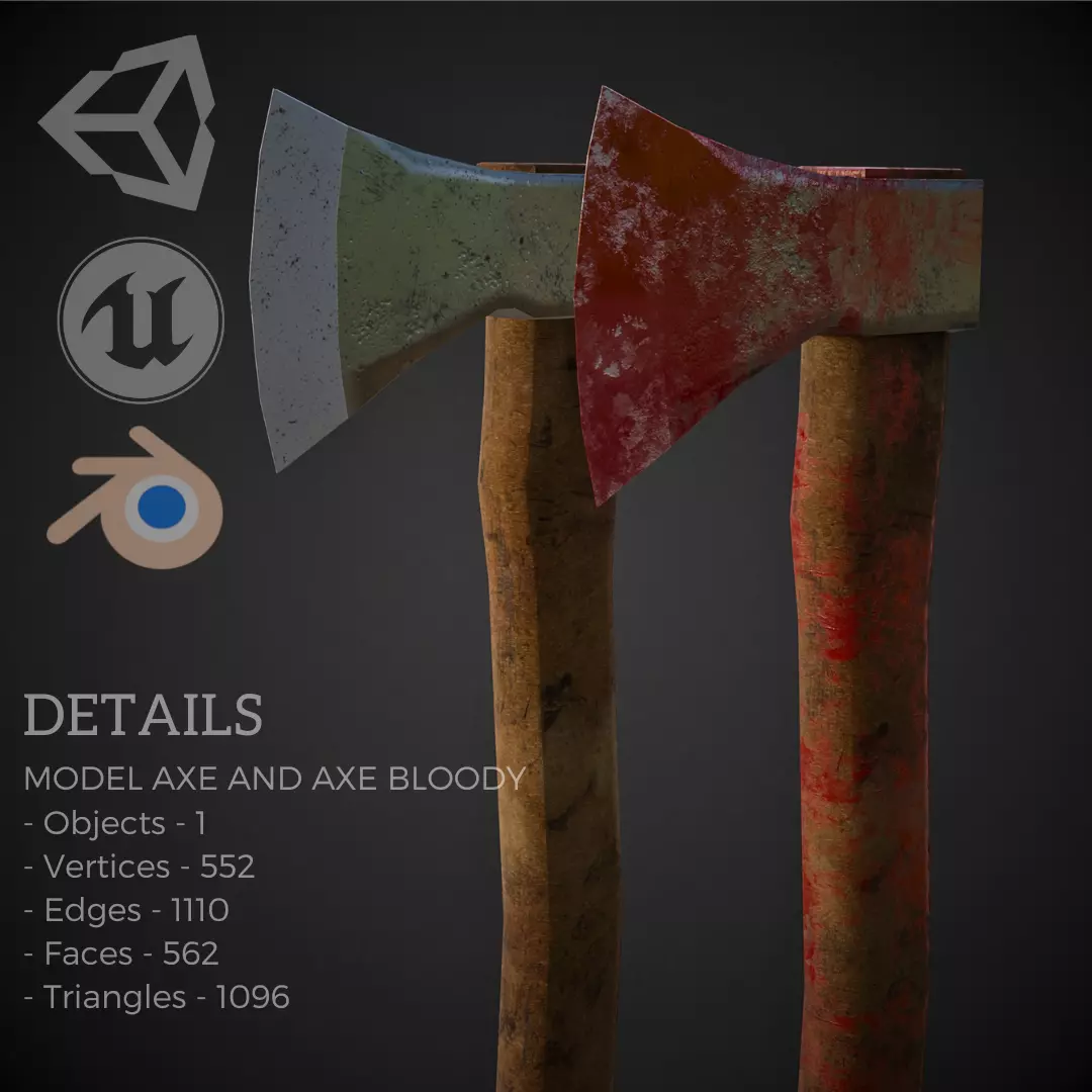 AXE weapon Low-poly 3D model_0