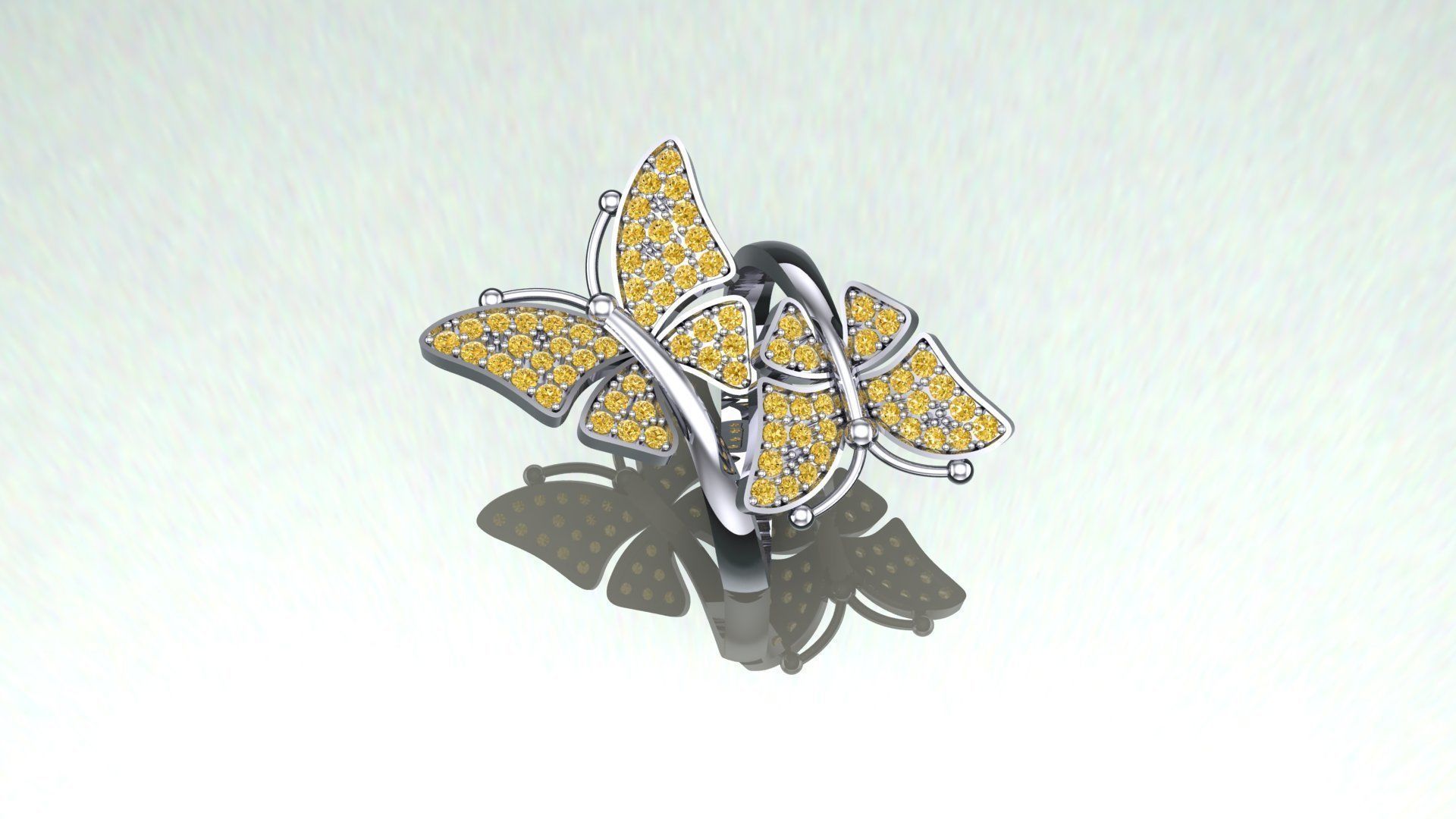 Ring butterfly 3D print model_3