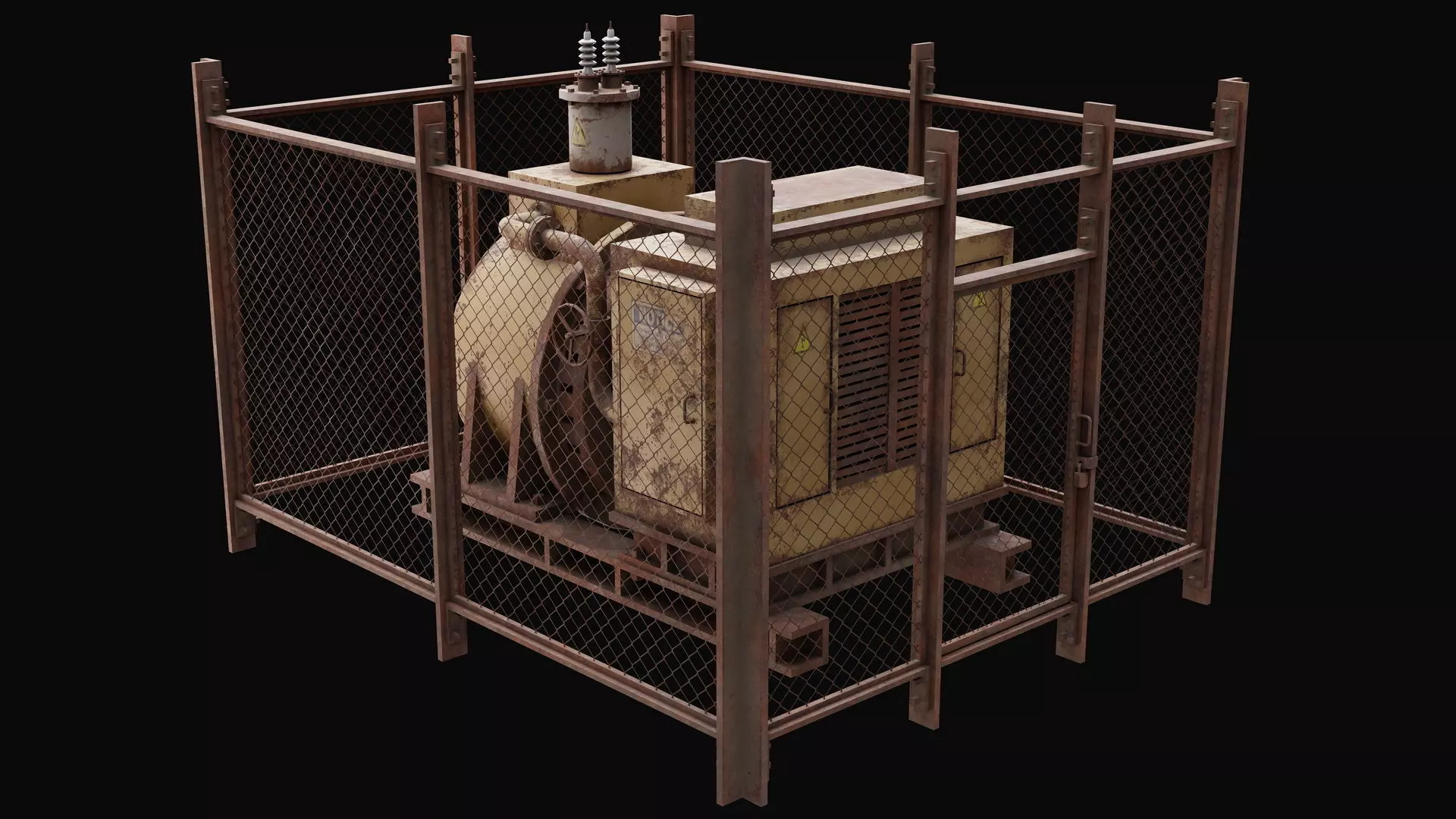 Old Rusty Generator Low-poly 3D model_0