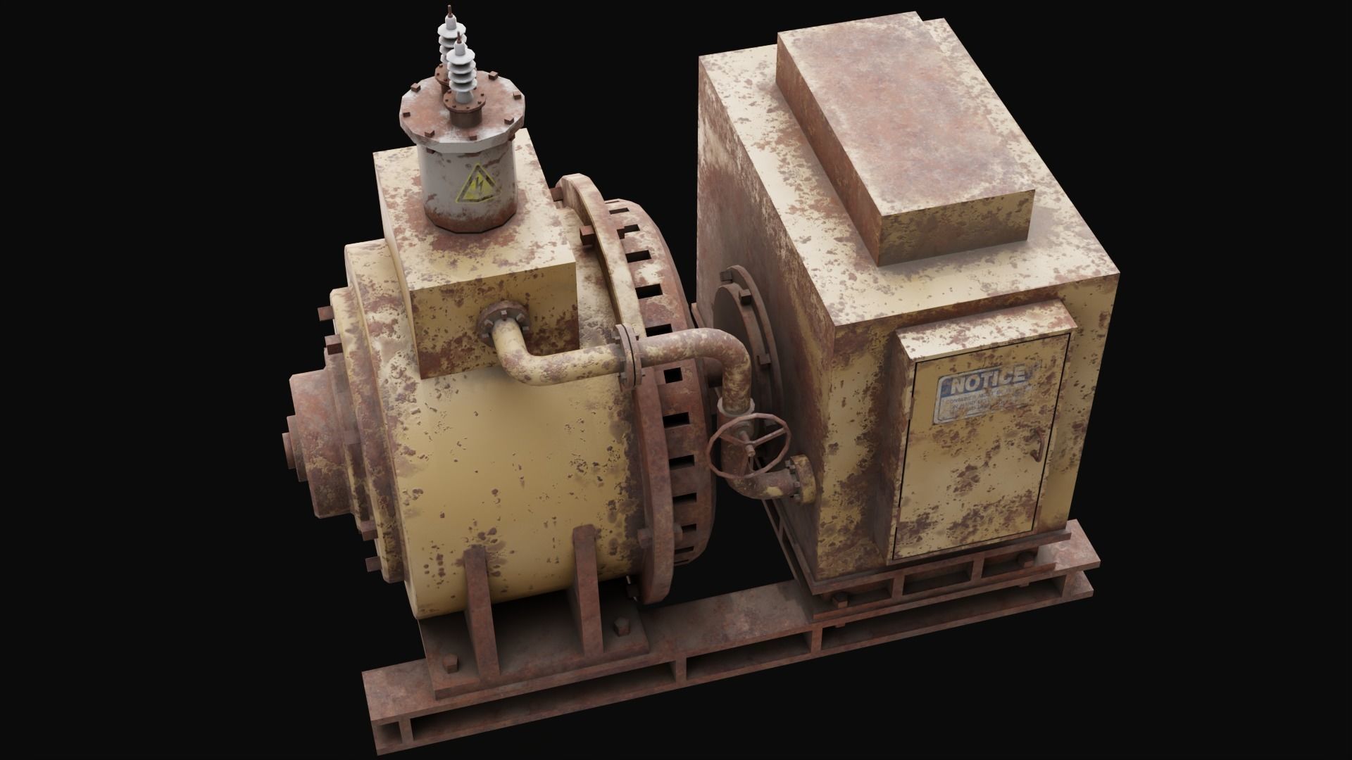 Old Rusty Generator Low-poly 3D model_4