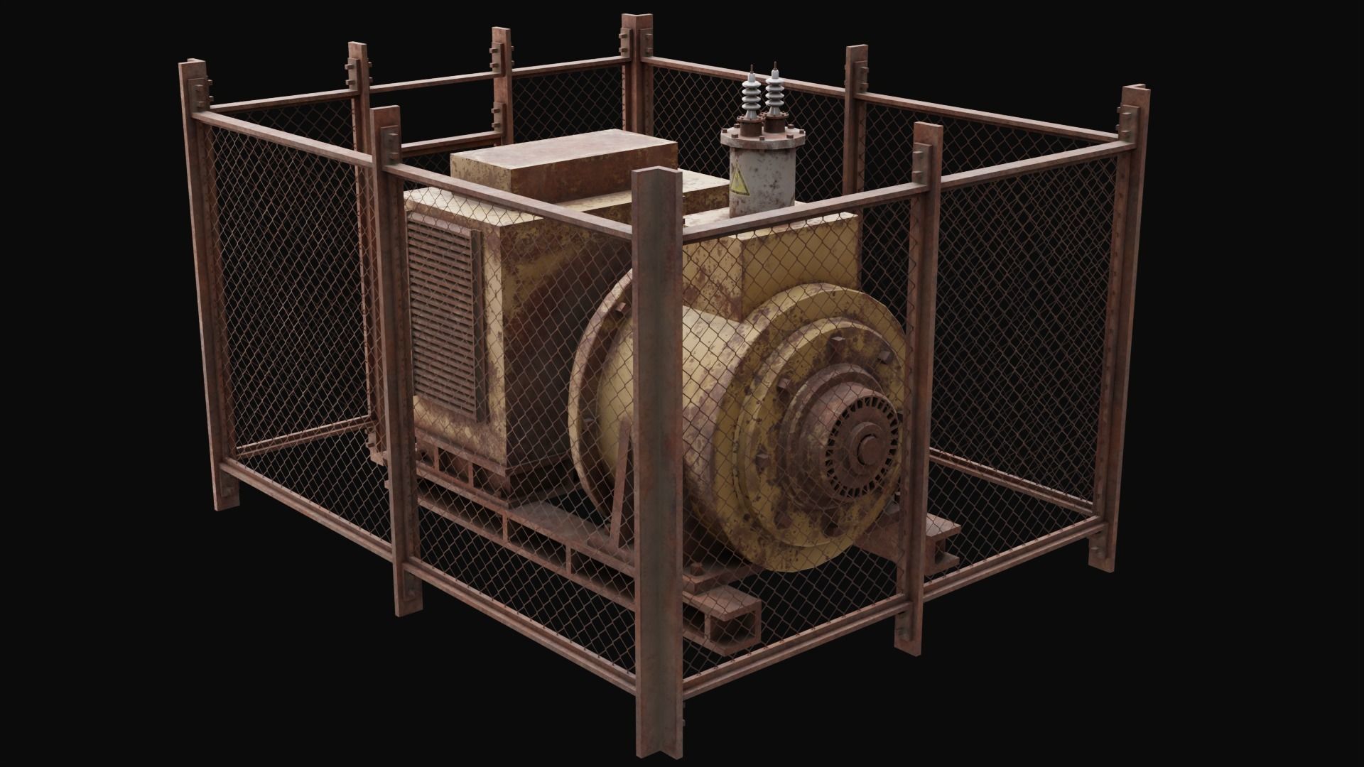 Old Rusty Generator Low-poly 3D model_2