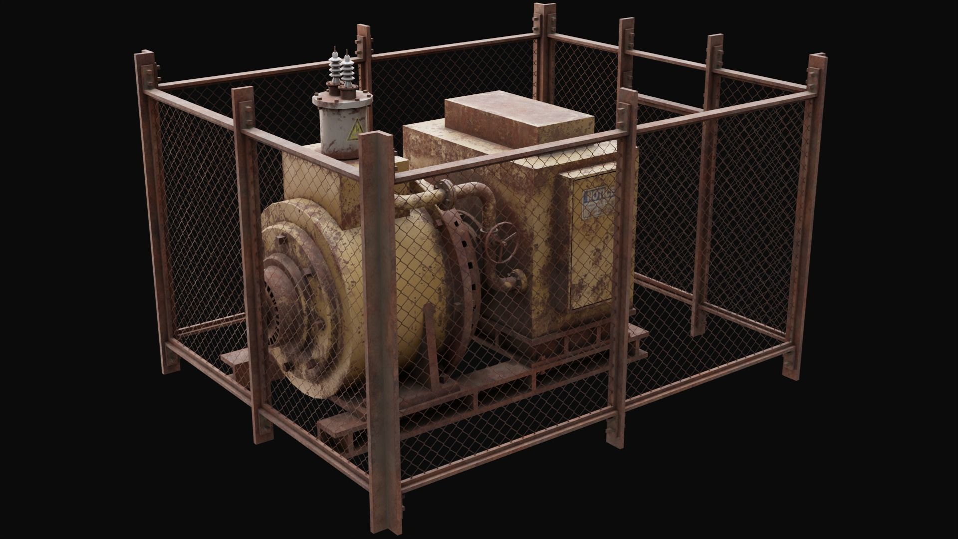 Old Rusty Generator Low-poly 3D model_1