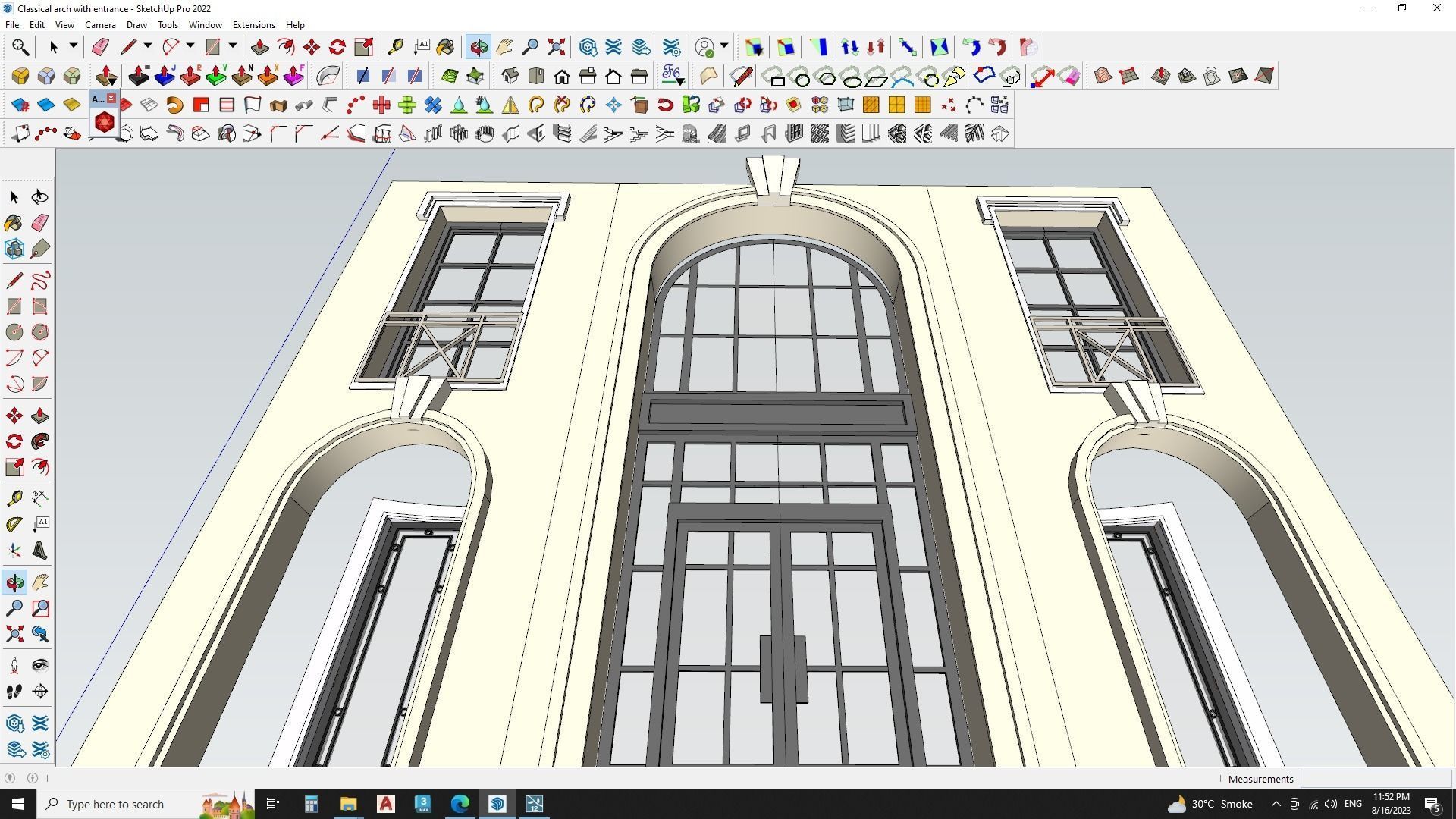 Classical arch with entrance 3D model_1