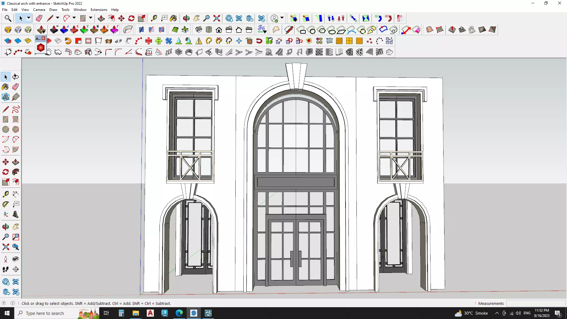 Classical arch with entrance 3D model_0