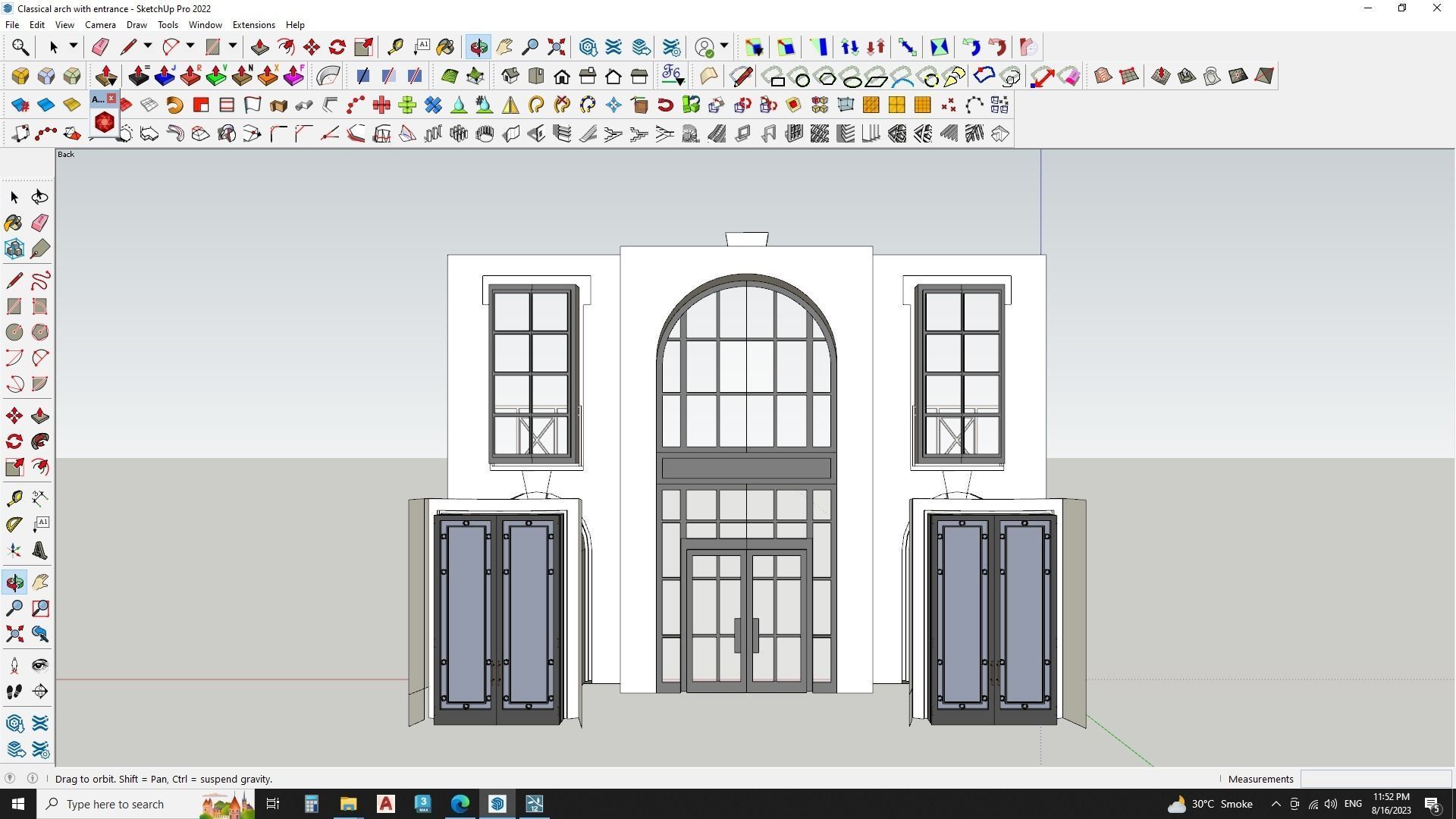 Classical arch with entrance 3D model_5