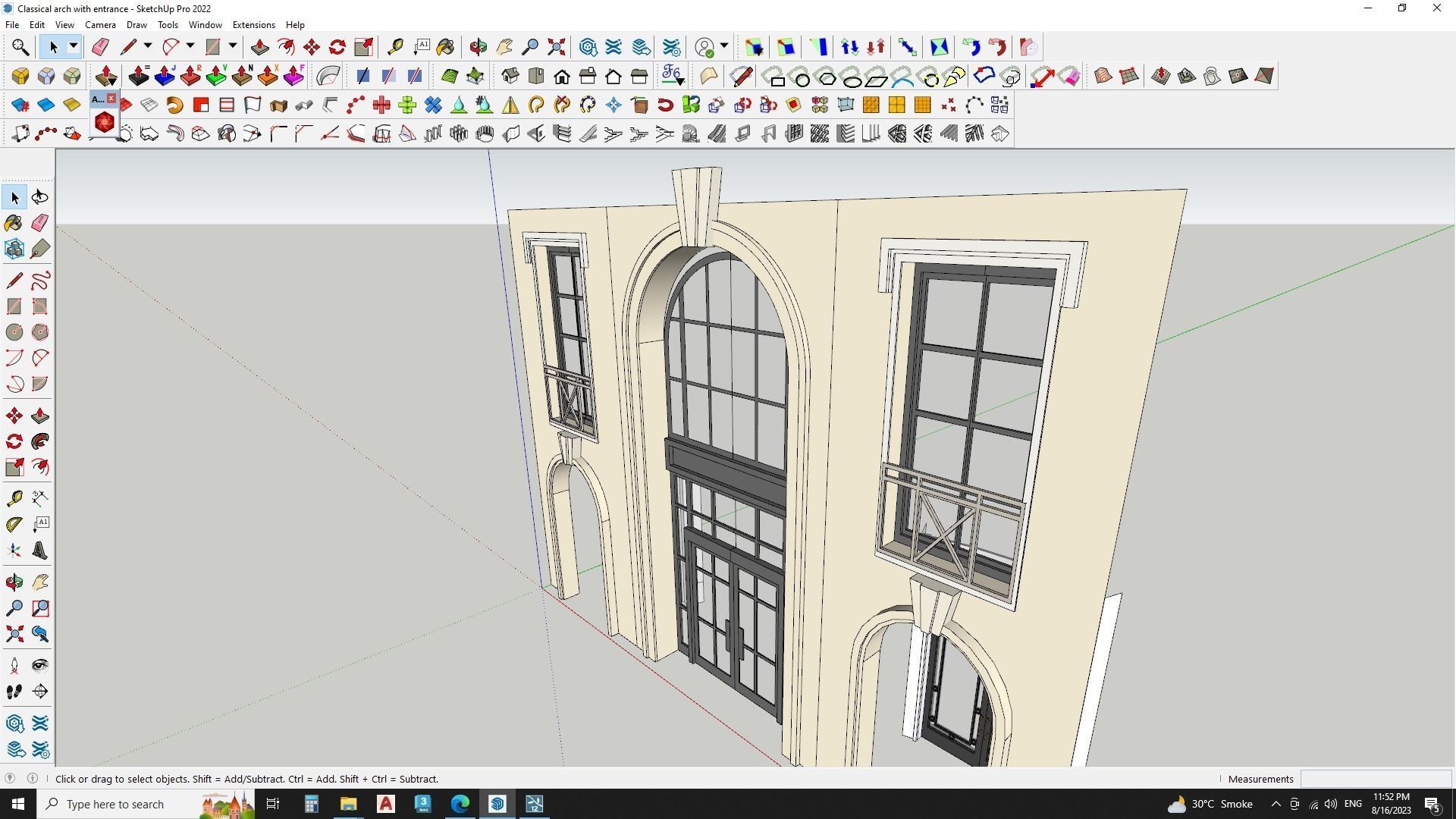 Classical arch with entrance 3D model_3