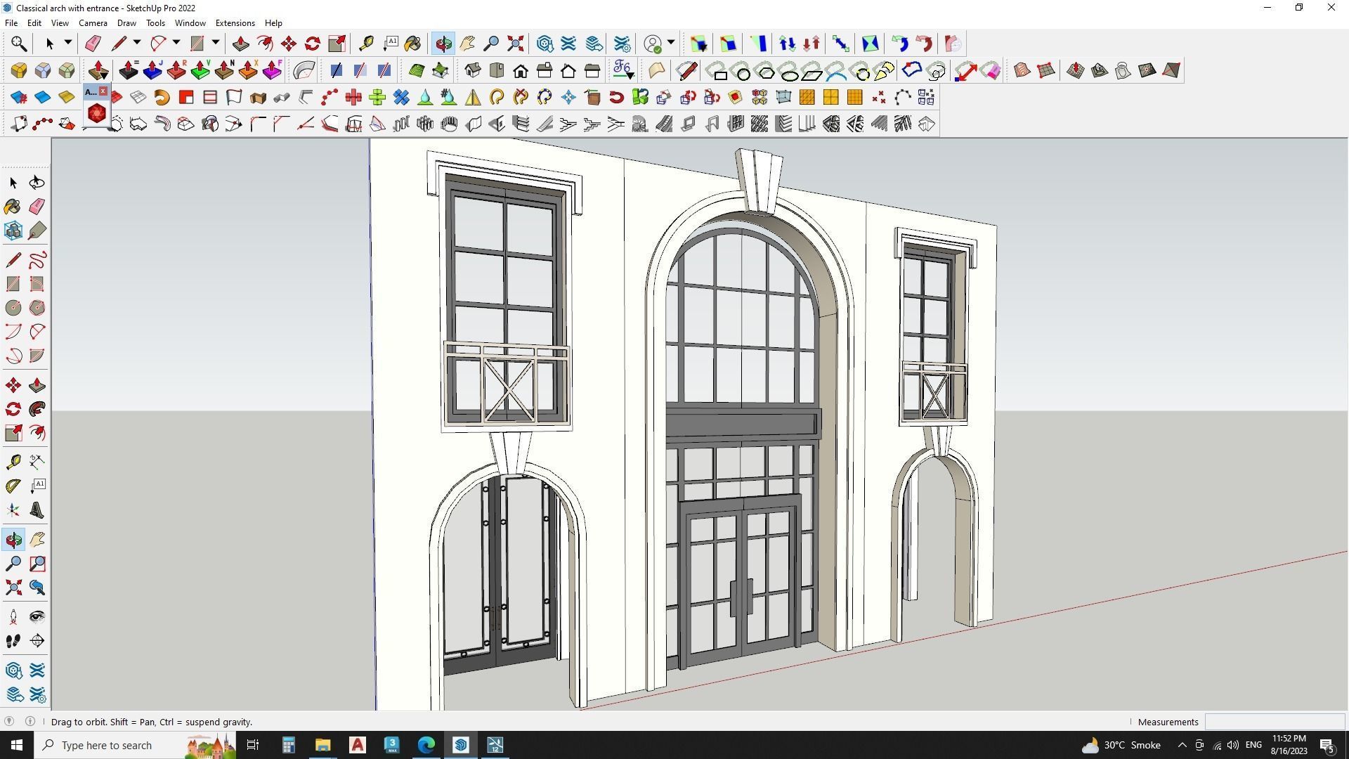 Classical arch with entrance 3D model_4