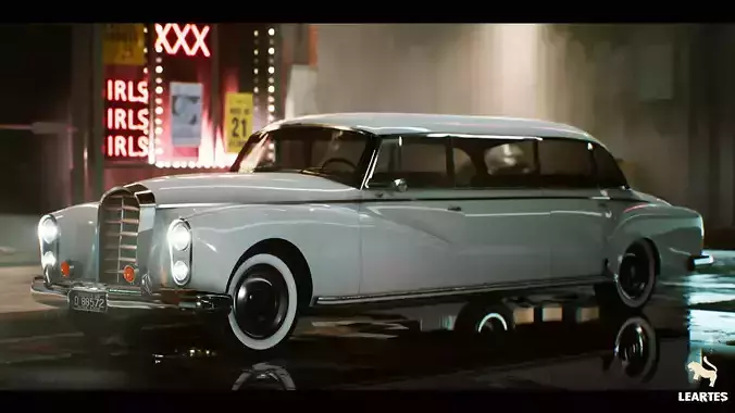 Classic Limousine Car Driveable Functional Low-poly 3D model