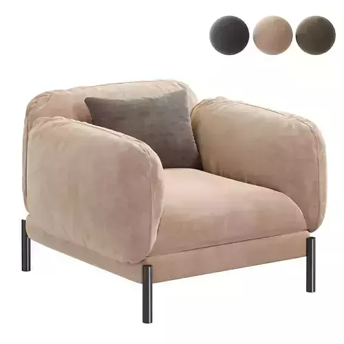 Tarantino Beige Velvet Armchair by Lorenza Bozzoli
