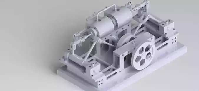 2 CYLINDER HORIZONTAL STEAM ENGINE OF THE MONITOR TYPE 3D model