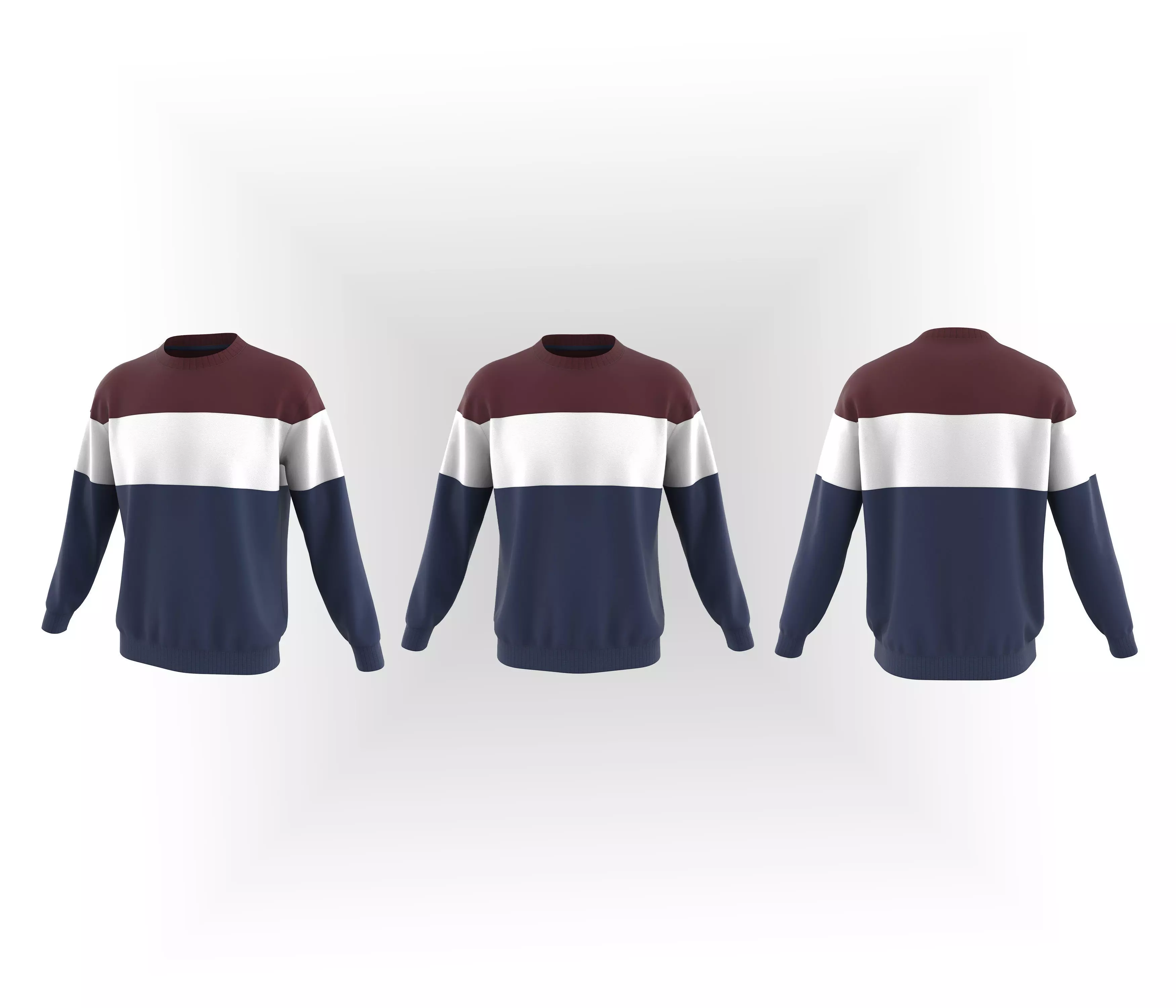 Men Color Block Sweatshirt Low-poly 3D model