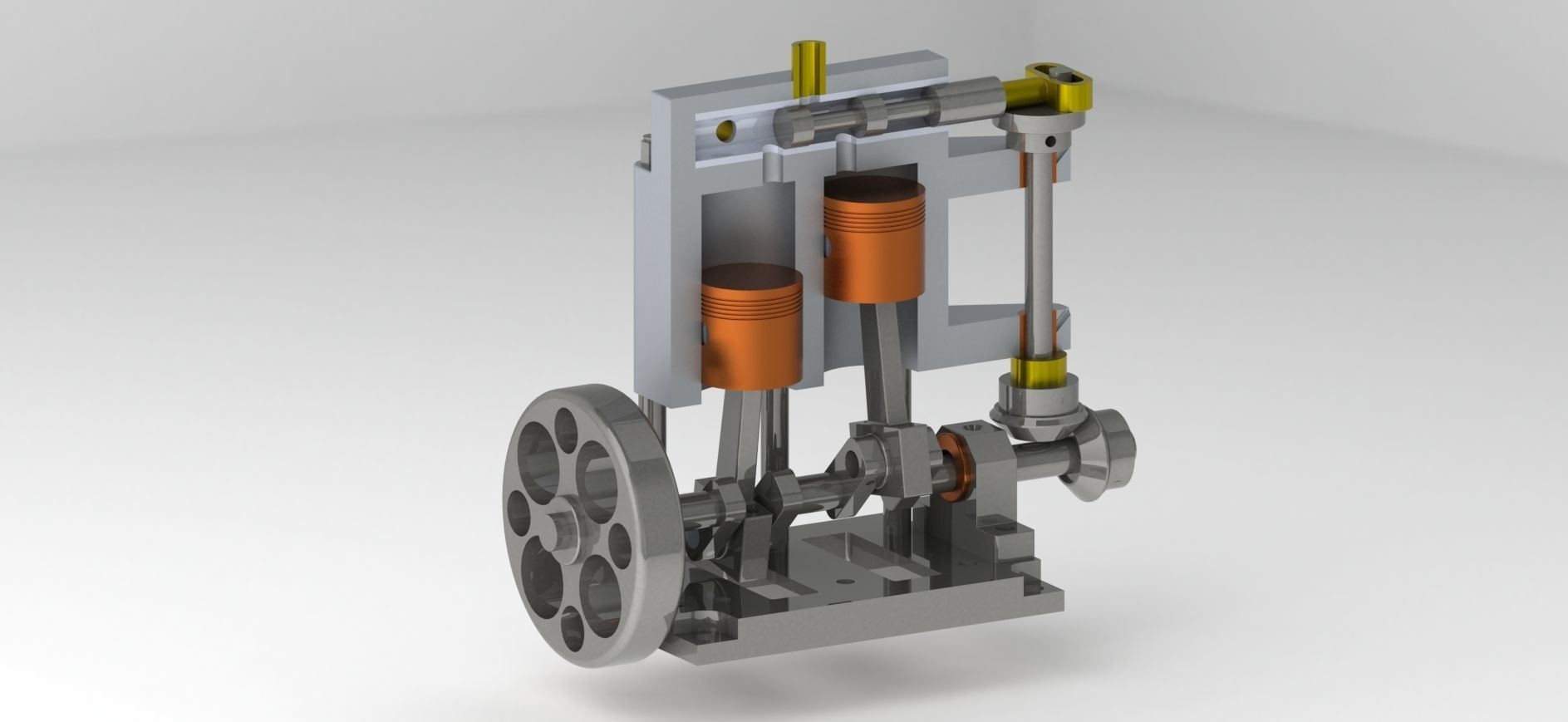 simple 2 cylinder vertical steam engine  3D model_4