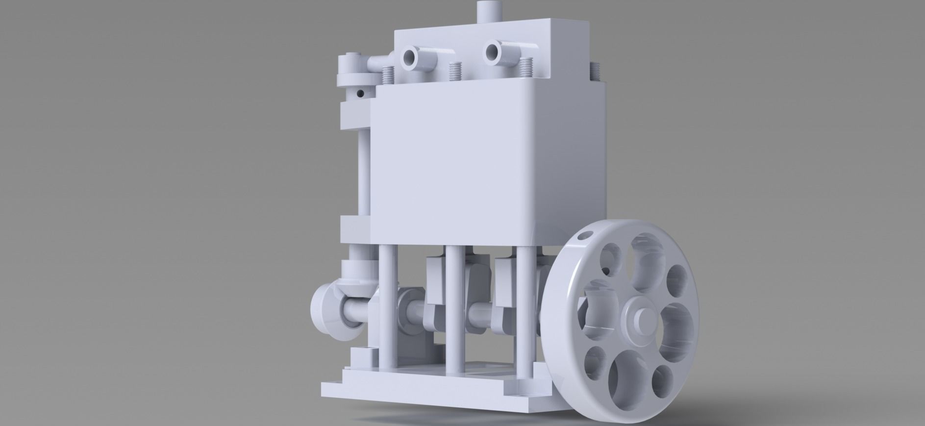simple 2 cylinder vertical steam engine  3D model_2