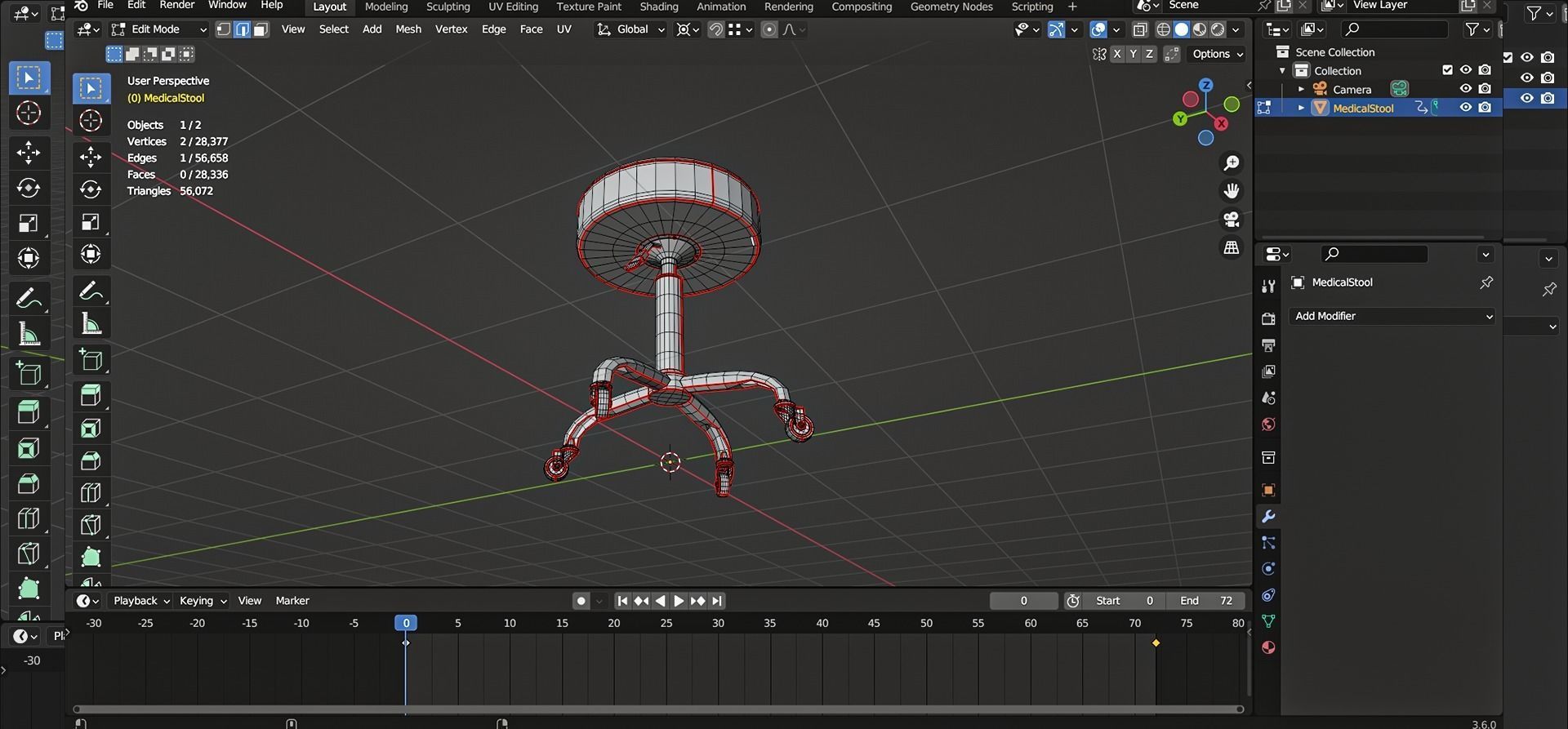 Medical Stool Low-poly 3D model_34