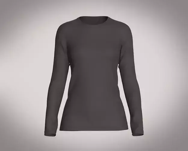 Girls Long Sleeve Tshirt-Single Color 3D model