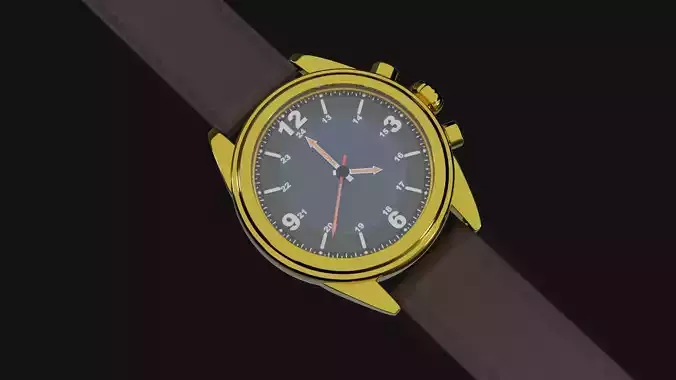 Golden watch 3d model