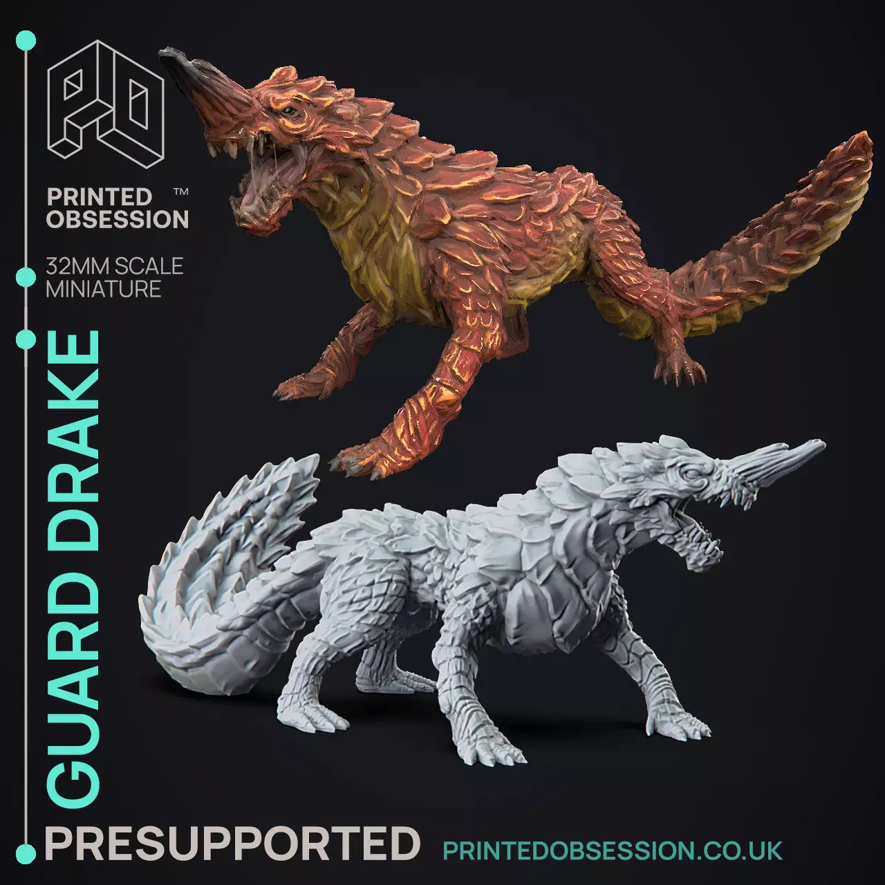 Guard Drake - 3D Printable TTRPG - PRESUPPORTED - 32mm Scale 3D print model