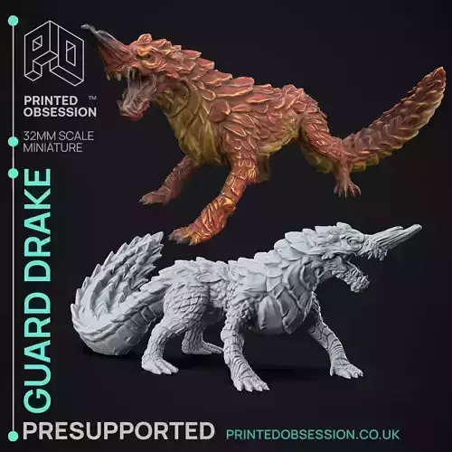 Guard Drake - 3D Printable TTRPG - PRESUPPORTED - 32mm Scale