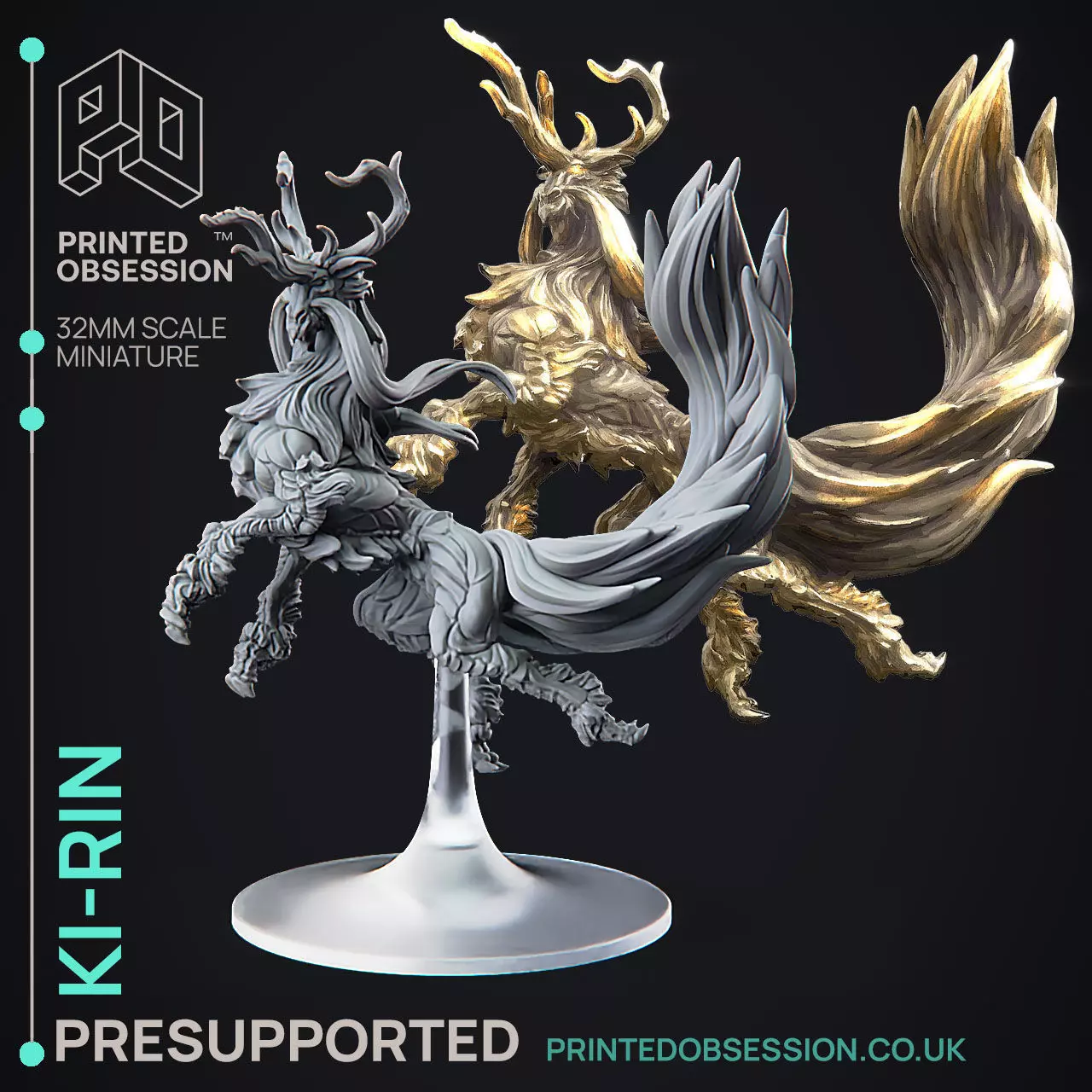 Ki Rin - 3D Printable TTRPG - PRESUPPORTED - 32mm Scale 3D print model