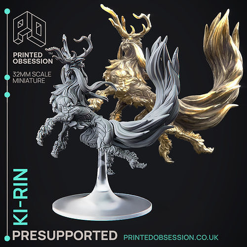 Ki Rin - 3D Printable TTRPG - PRESUPPORTED - 32mm Scale 3D print model