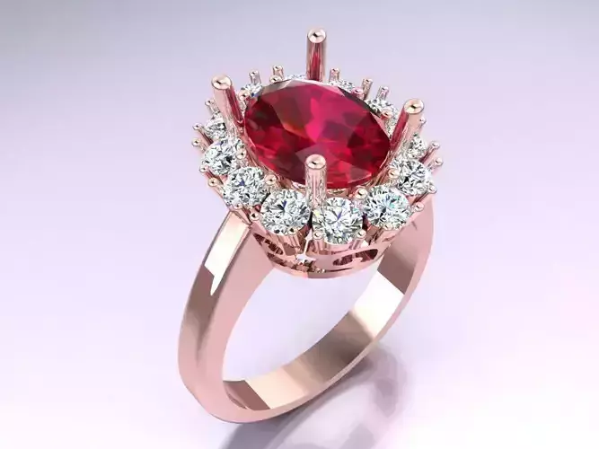 Oval Stone Ring - Womens Rings - N3832 3D print model