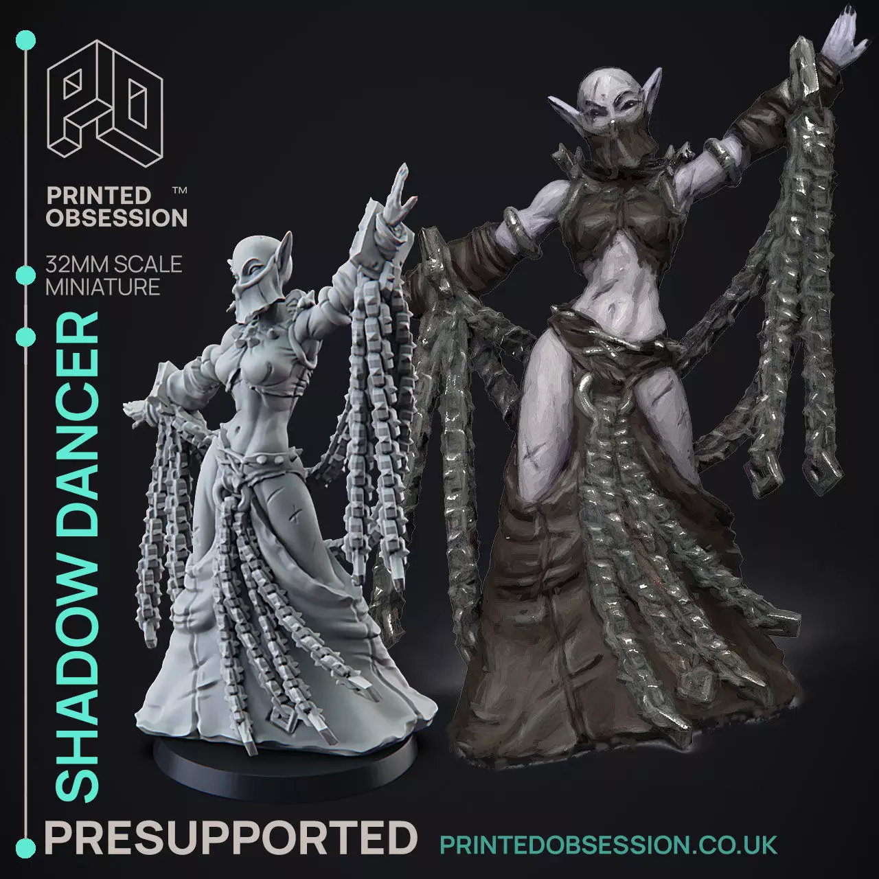 Shadow Dancer - 3D Printable TTRPG - PRESUPPORTED - 32mm Scale 3D print model