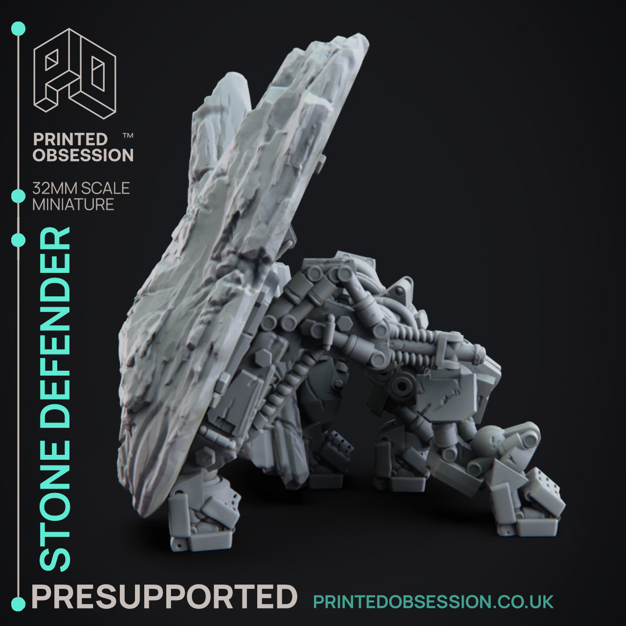 Stone Defender - 3D Printable TTRPG - PRESUPPORTED - 32mm Scale 3D print model_1