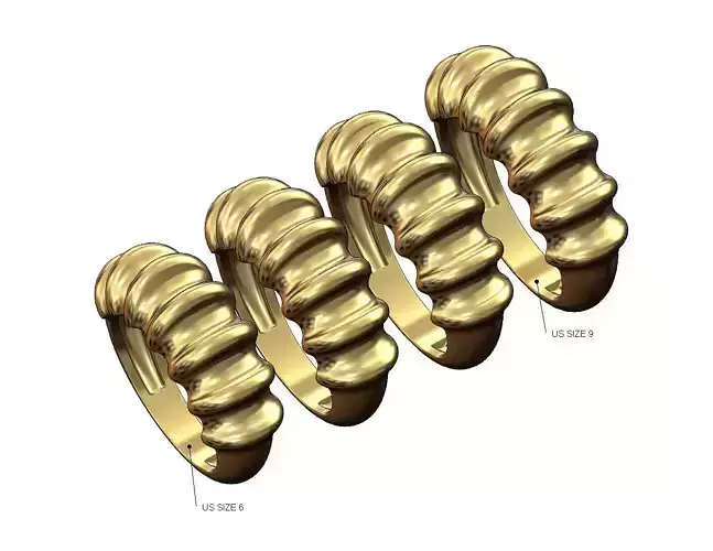 Undulated dome ring US sizes 6to9 3D print model
