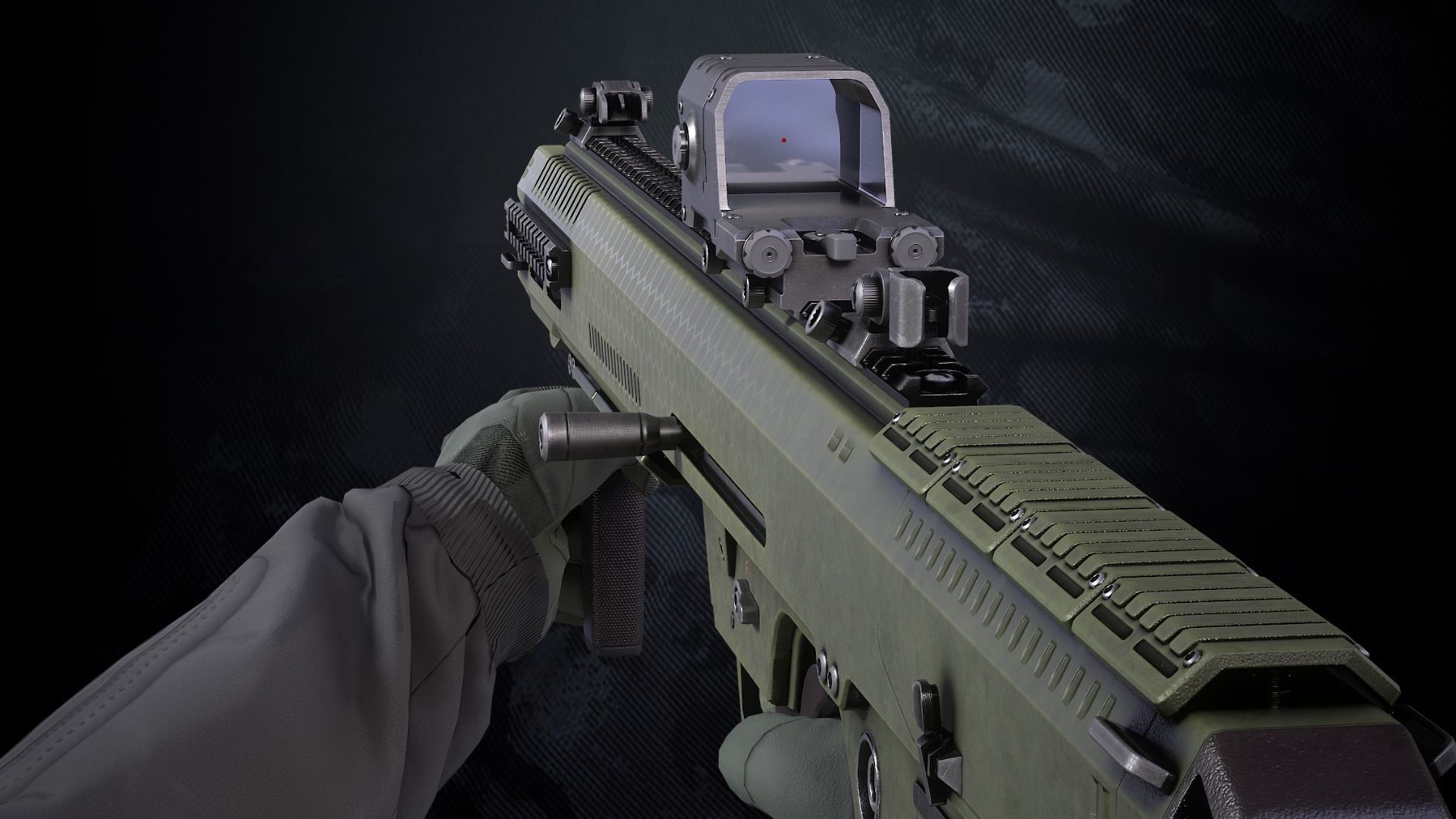 DF 122 Shotgun With Hands And weapon Case Low-poly 3D model_3