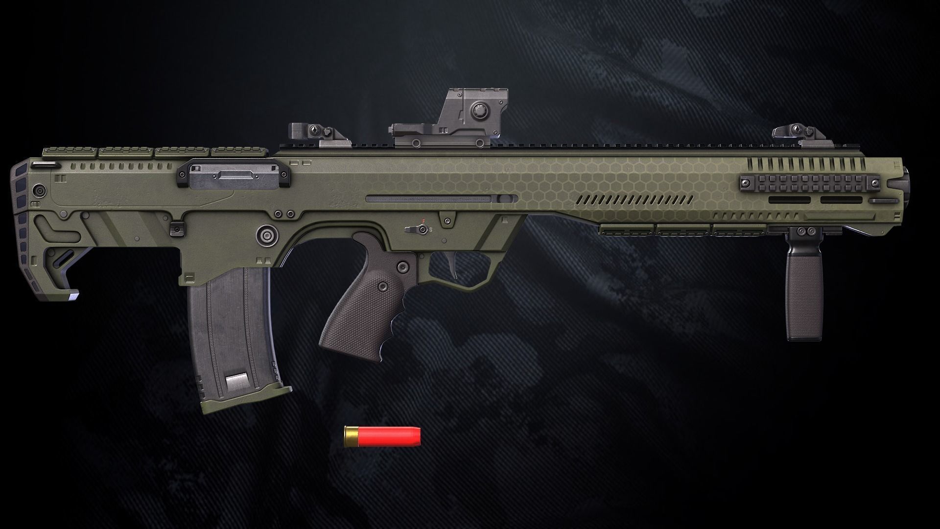 DF 122 Shotgun With Hands And weapon Case Low-poly 3D model_5