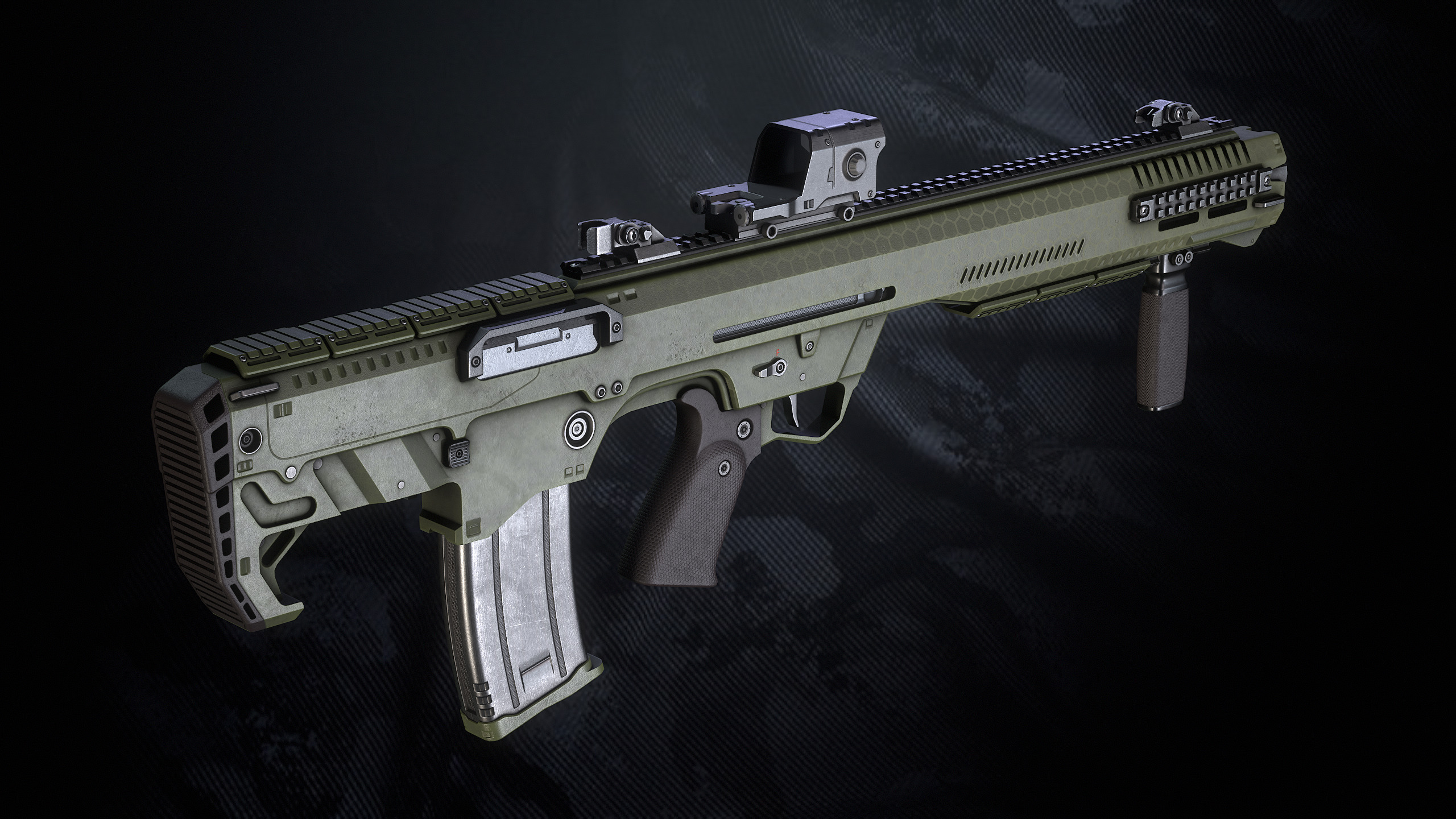 DF 122 Shotgun With Hands And weapon Case Low-poly 3D model_9