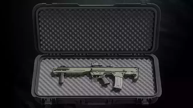 DF 122 Shotgun With Hands And weapon Case Low-poly 3D model