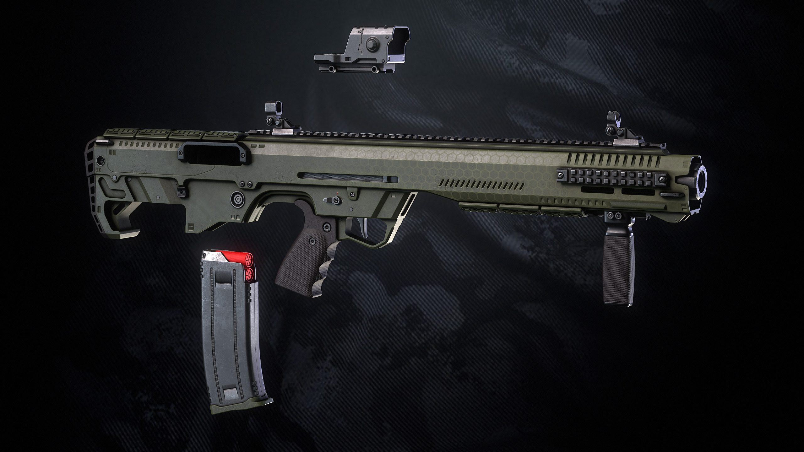 DF 122 Shotgun With Hands And weapon Case Low-poly 3D model_14