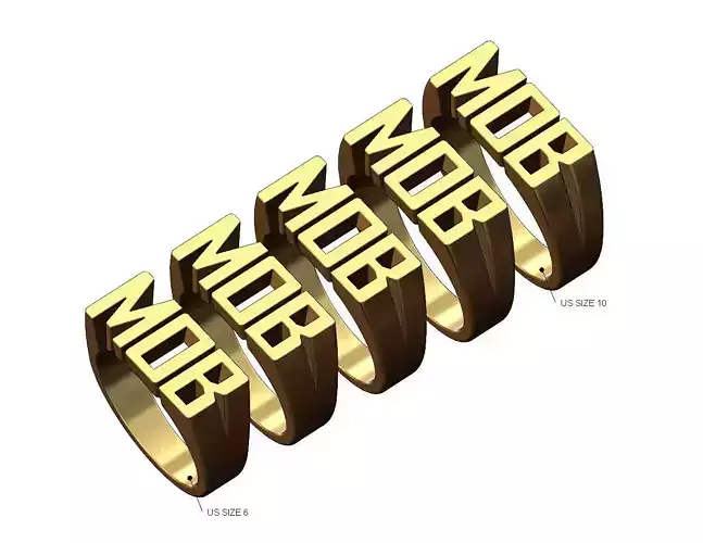 MOB name ring US sizes 6to10 3D print model