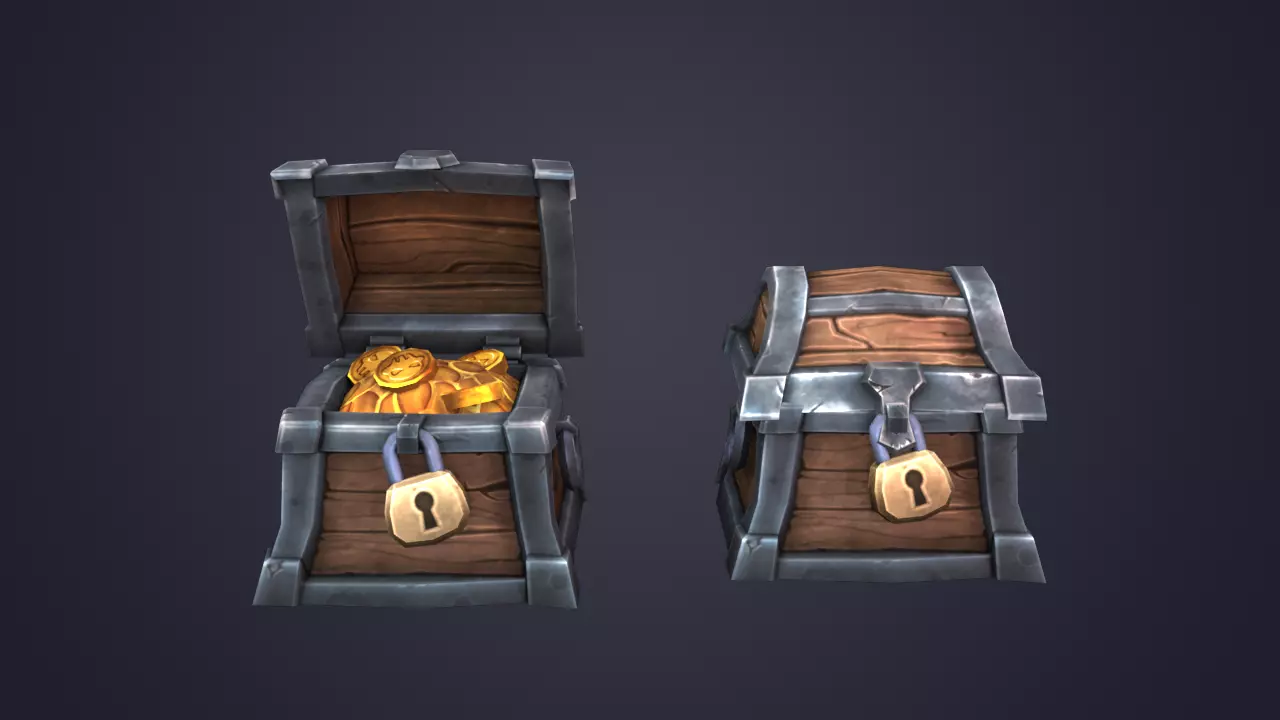 Treasure Chest Low-poly 3D model_0