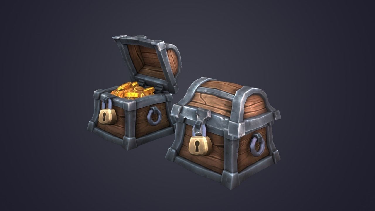 Treasure Chest Low-poly 3D model_1