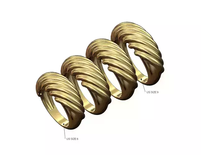 Tilted croissant dome ring US sizes 6to9 3D print model