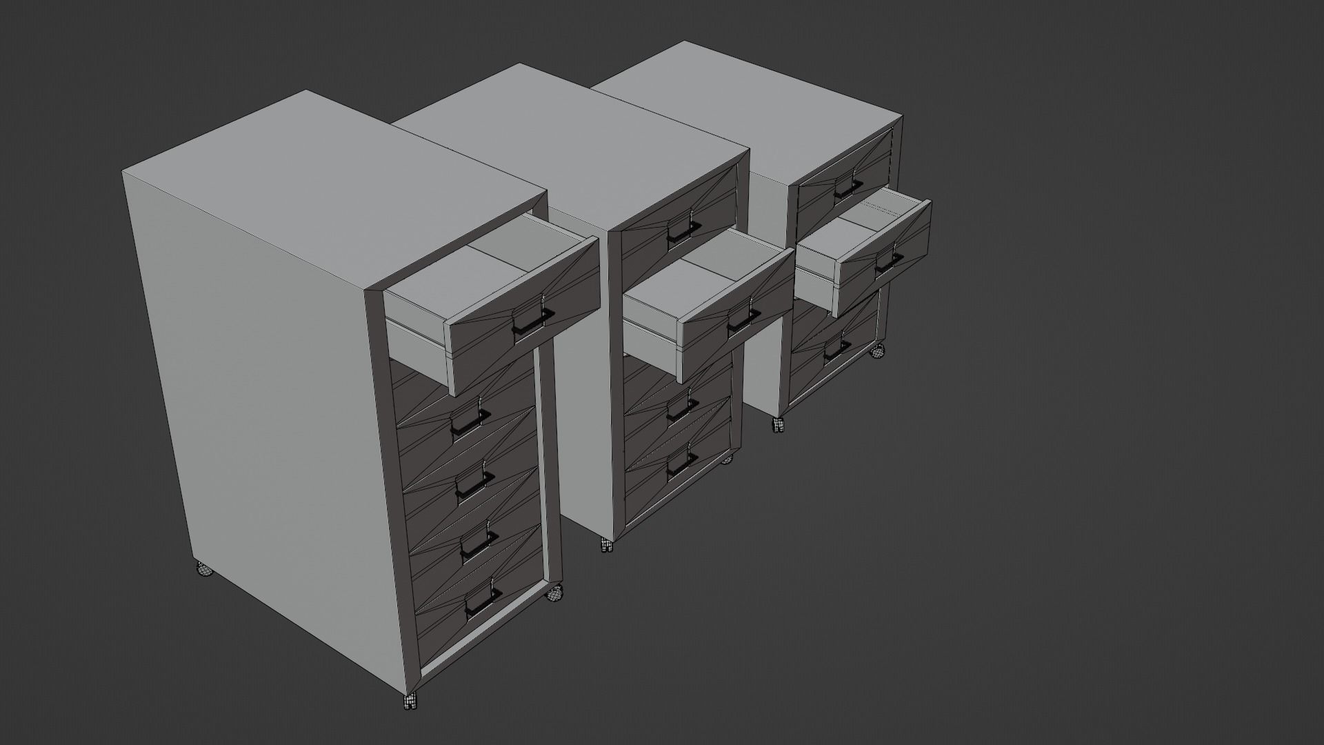Realistic office drawer units Low-poly 3D model_9