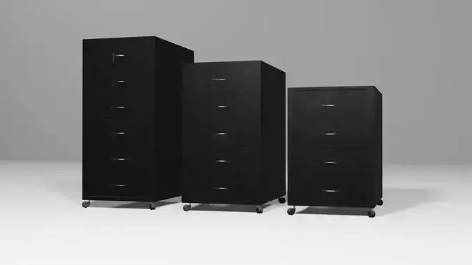 Realistic office drawer units Low-poly 3D model