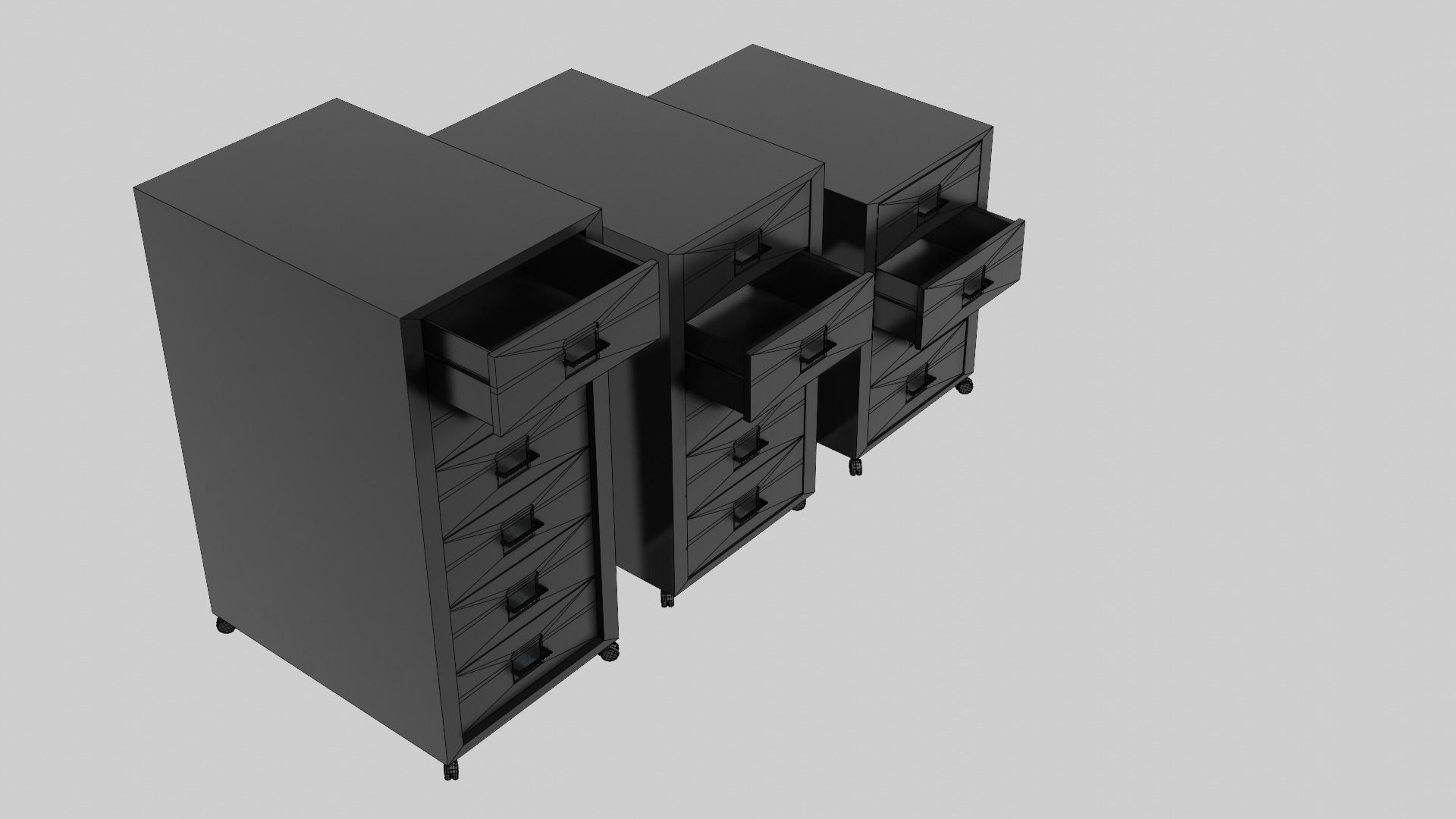 Realistic office drawer units Low-poly 3D model_8