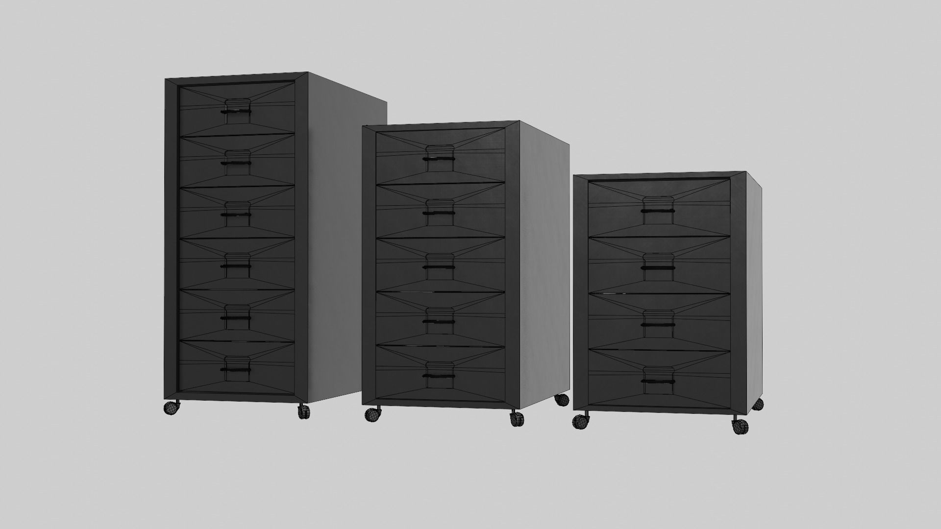 Realistic office drawer units Low-poly 3D model_2