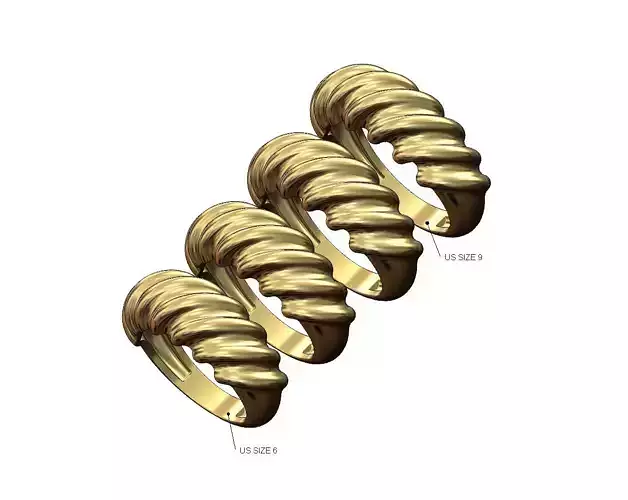 Tilted undulations dome ring US sizes 6to9 3D print model