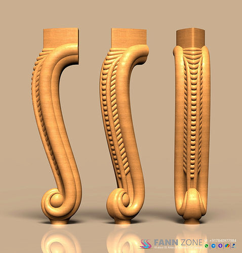 Antique Bulky Table - Chair Leg 3D model