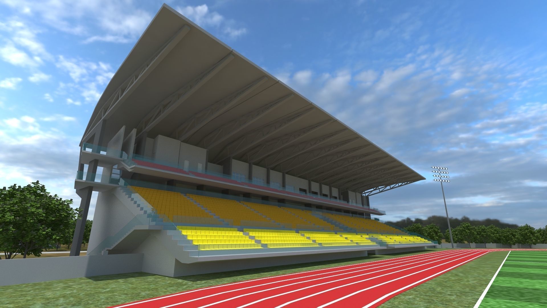 Stadium Low-poly 3D model_1