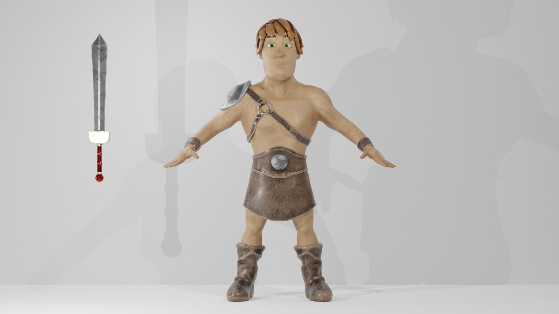 Gladiator Cartoon 3D model_7